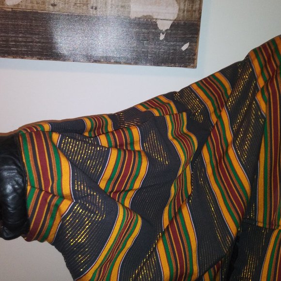 Reversible African Print and Black Coat. ONE SIZE - Picture 2 of 8